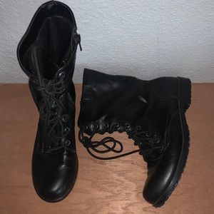 Women’s black “combat boots”